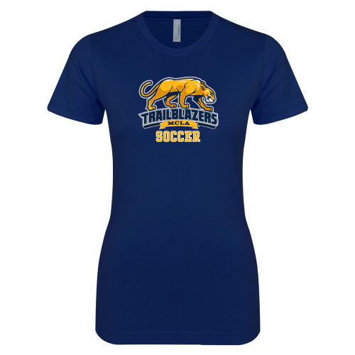  Next Level Womens Navy Boyfriend Tee - Soccer