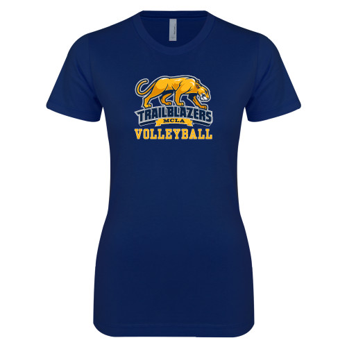 Next Level Womens Navy Boyfriend Tee - Volleyball