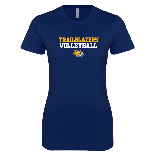  Next Level Womens Navy Boyfriend Tee - Volleyball Workmark