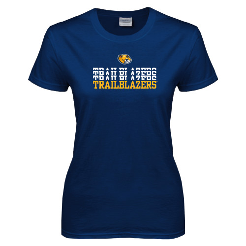  Womens Short Sleeve Navy Tee - Trailblazers Repeating