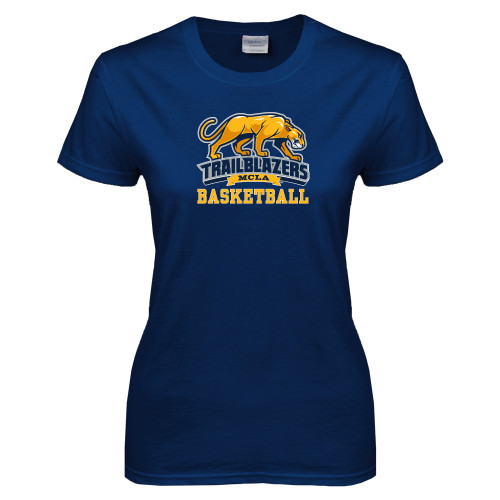  Womens Short Sleeve Navy Tee - Basketball
