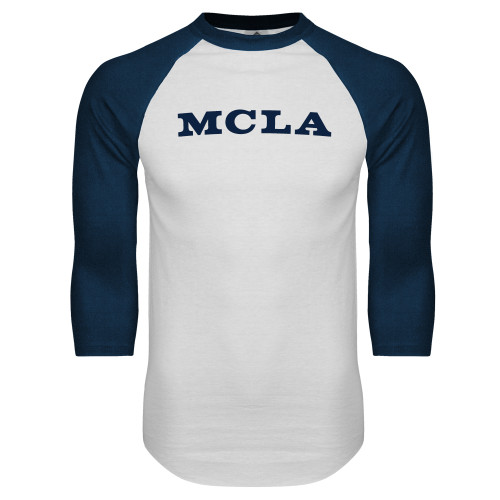  White/Navy Raglan Baseball T Shirt - MCLA