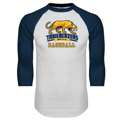  White/Navy Raglan Baseball T Shirt - Baseball