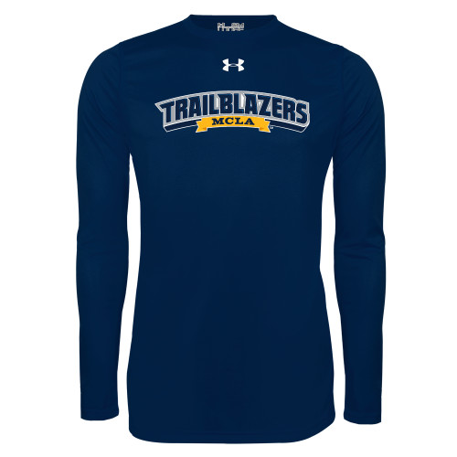  Under Armour Navy Long Sleeve Tech Tee - Wordmark