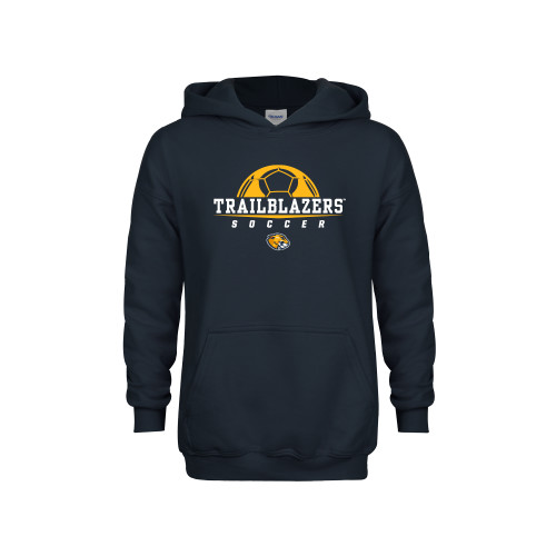  Youth Navy Fleece Hoodie - Soccer Half Ball Design