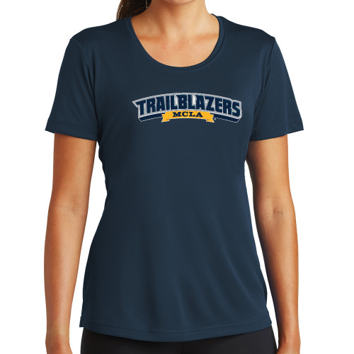  Womens Navy Performance Tee - Wordmark