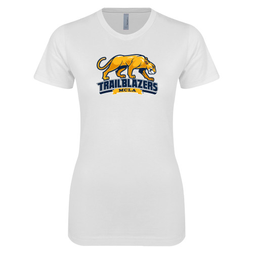  Next Level Womens White Boyfriend Tee - Primary Mark