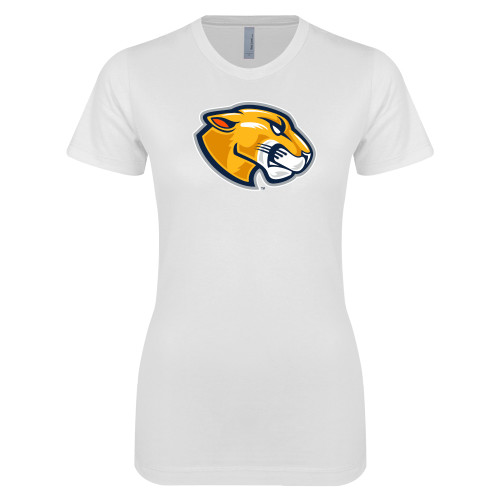  Next Level Womens White Boyfriend Tee - Mascot Head