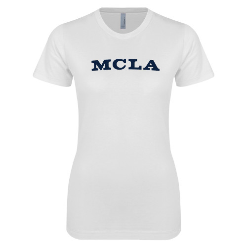  Next Level Womens White Boyfriend Tee - MCLA