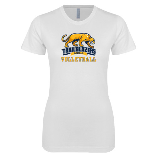  Next Level Womens White Boyfriend Tee - Volleyball