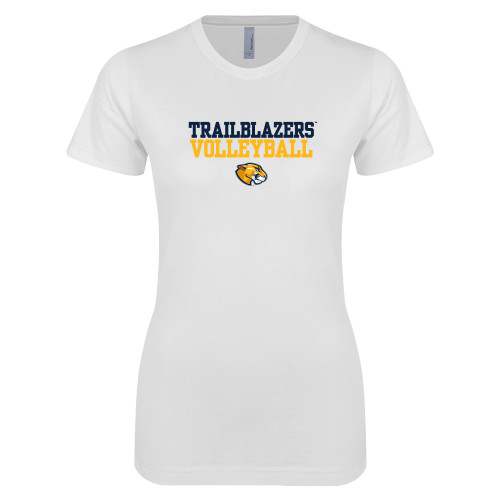  Next Level Womens White Boyfriend Tee - Volleyball Workmark