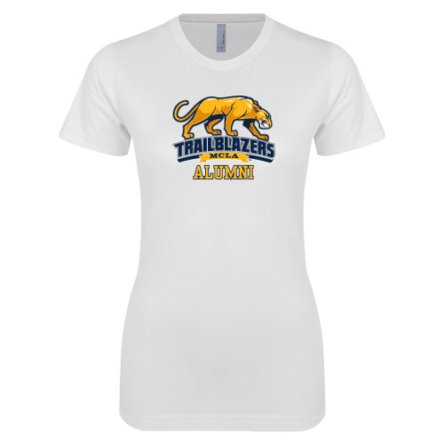  Next Level Womens White Boyfriend Tee - Alumni