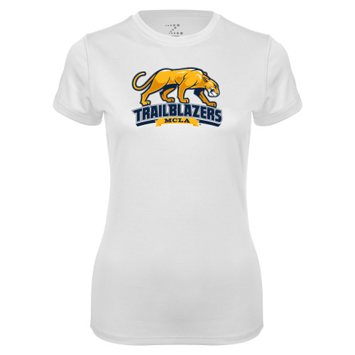  Womens White Performance Tee - Primary Mark