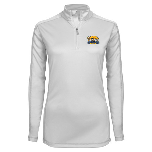  Syntrel Womens White Interlock 1/4 Zip - Primary Mark