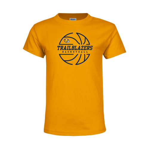  Youth Gold T-Shirt - Basketball Ball Design