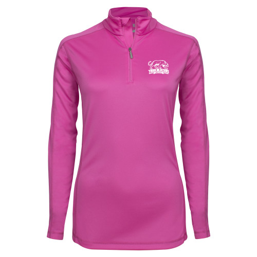 Syntrel Womens Raspberry Interlock 1/4 Zip - Primary Mark