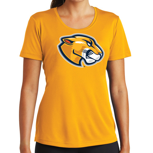  Womens Gold Performance Short Sleeve Tee - Mascot Head