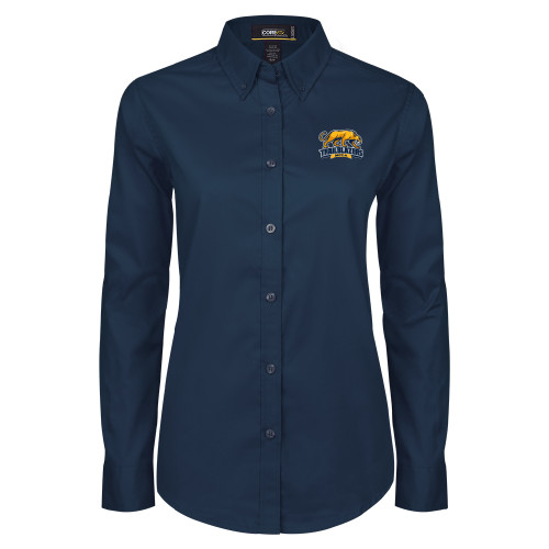  Womens Navy Twill Button Down Long Sleeve  - Primary Mark