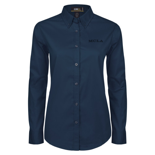  Womens Navy Twill Button Down Long Sleeve  - MCLA Tone