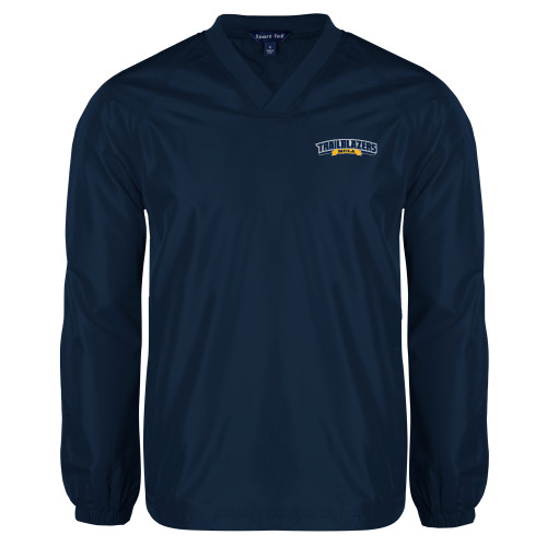  Navy V Neck Raglan Windshirt - Wordmark