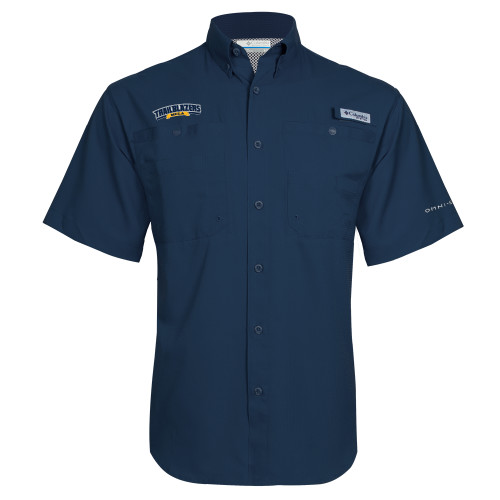  Columbia Navy Tamiami Performance Short Sleeve Shirt - Wordmark