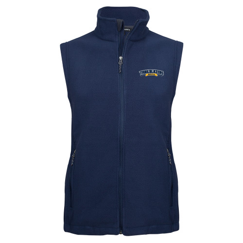  Navy Fleece Full Zip Vest - Wordmark