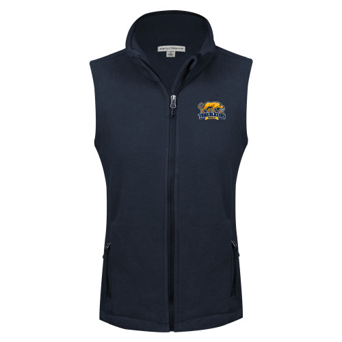  Womens Navy Fleece Full Zip Vest - Primary Mark