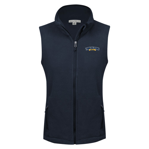  Womens Navy Fleece Full Zip Vest - Wordmark