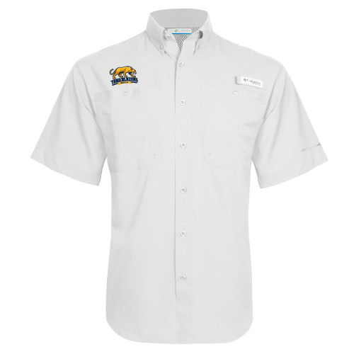  Columbia White Tamiami Performance Short Sleeve Shirt - Primary Mark