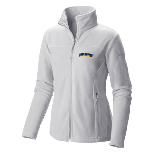  Columbia Womens Full Zip White Fleece Jacket - Wordmark