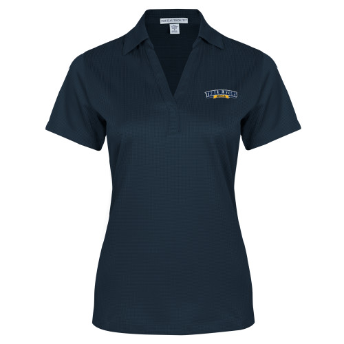  Womens Navy Performance Fine Jacquard Polo - Wordmark