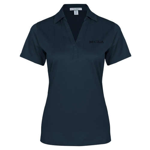  Womens Navy Performance Fine Jacquard Polo - MCLA Tone