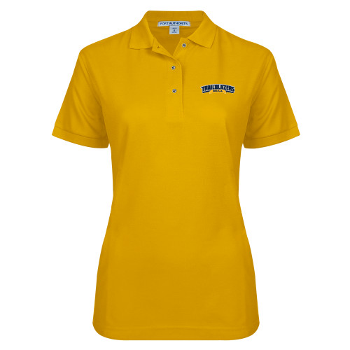  Womens Silk Touch Gold Pique Polo - Wordmark