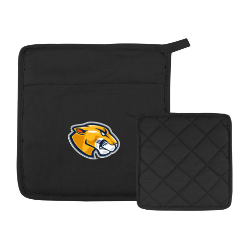  Quilted Canvas Black Pot Holder - Mascot Head
