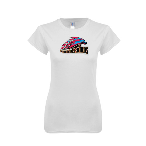  Next Level Womens White Boyfriend Tee - Official Logo