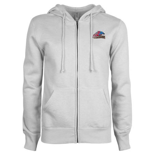  ENZA Womens White Fleece Full Zip Hoodie - Official Logo