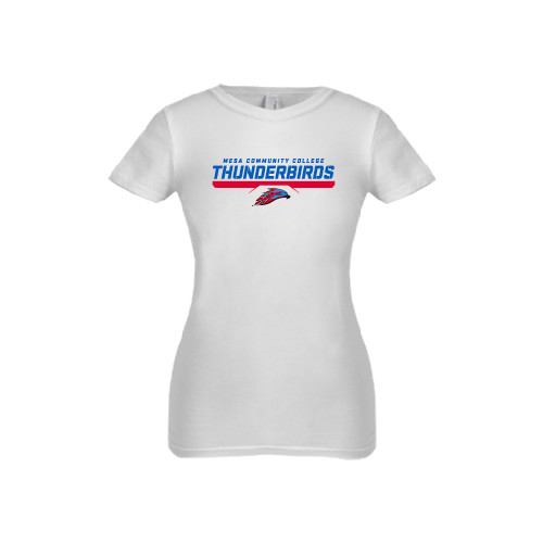  Next Level Girls White Fashion Fit T Shirt - Mesa Community College Thunderbirds