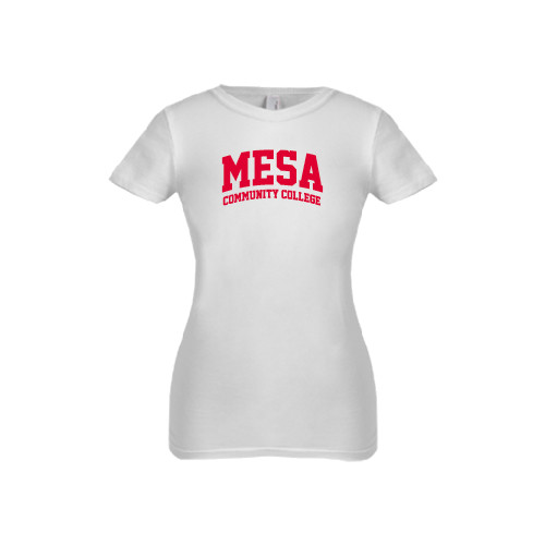  Next Level Girls White Fashion Fit T Shirt - Mesa Community College Arched