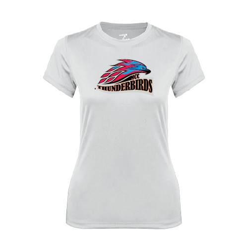  Womens White Performance Tee - Official Logo