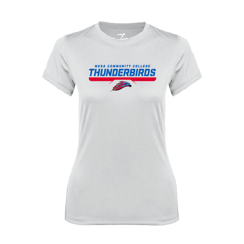  Womens White Performance Tee - Mesa Community College Thunderbirds