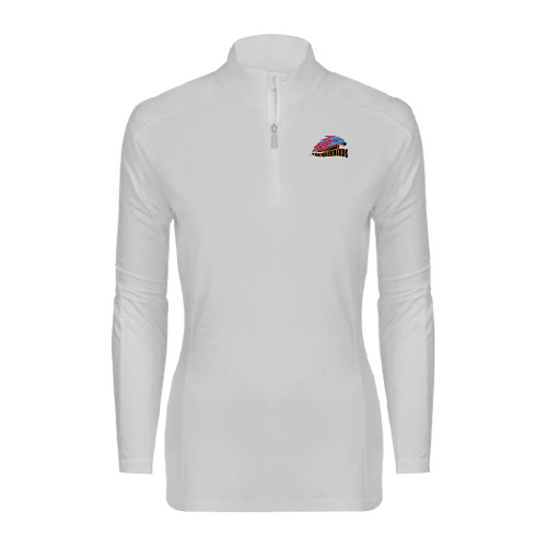  Syntrel Womens White Interlock 1/4 Zip - Official Logo