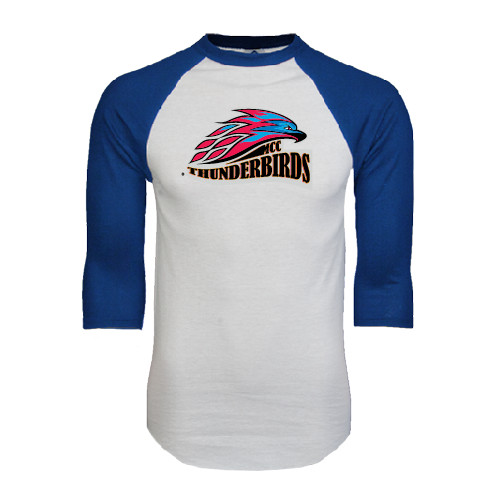  White/Royal Raglan Baseball T Shirt - Official Logo
