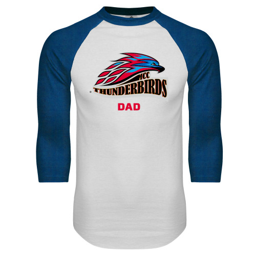  White/Royal Raglan Baseball T Shirt - Dad
