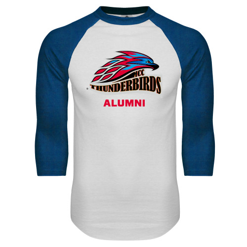  White/Royal Raglan Baseball T Shirt - Alumni