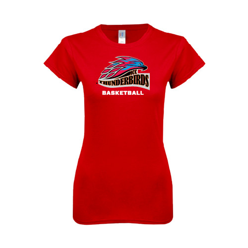  Next Level Womens Red Boyfriend Tee - Basketball