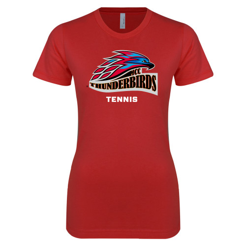  Next Level Womens Red Boyfriend Tee - Tennis