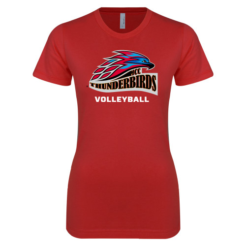  Next Level Womens Red Boyfriend Tee - Volleyball