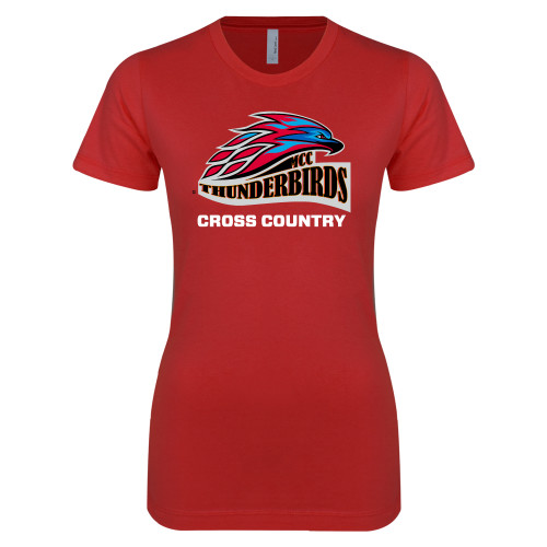  Next Level Womens Red Boyfriend Tee - Cross Country