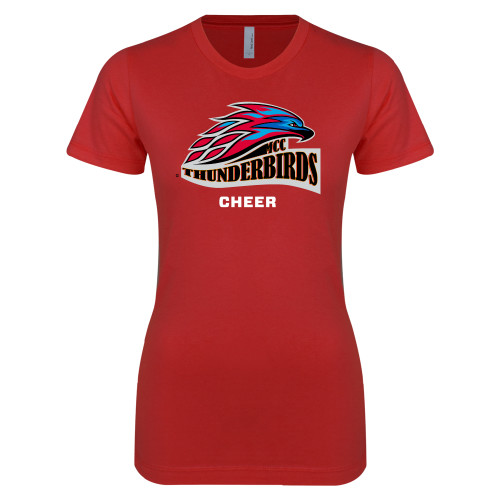  Next Level Womens Red Boyfriend Tee - Cheer