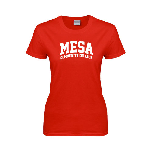  Womens Short Sleeve Red Tee - Mesa Community College Arched
